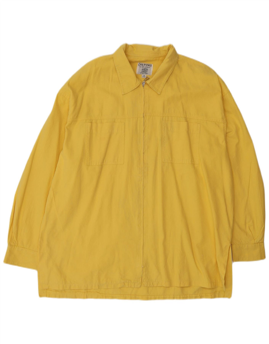Camicia vintage da uomo con zip intera taglia 38/40 in cotone giallo medio