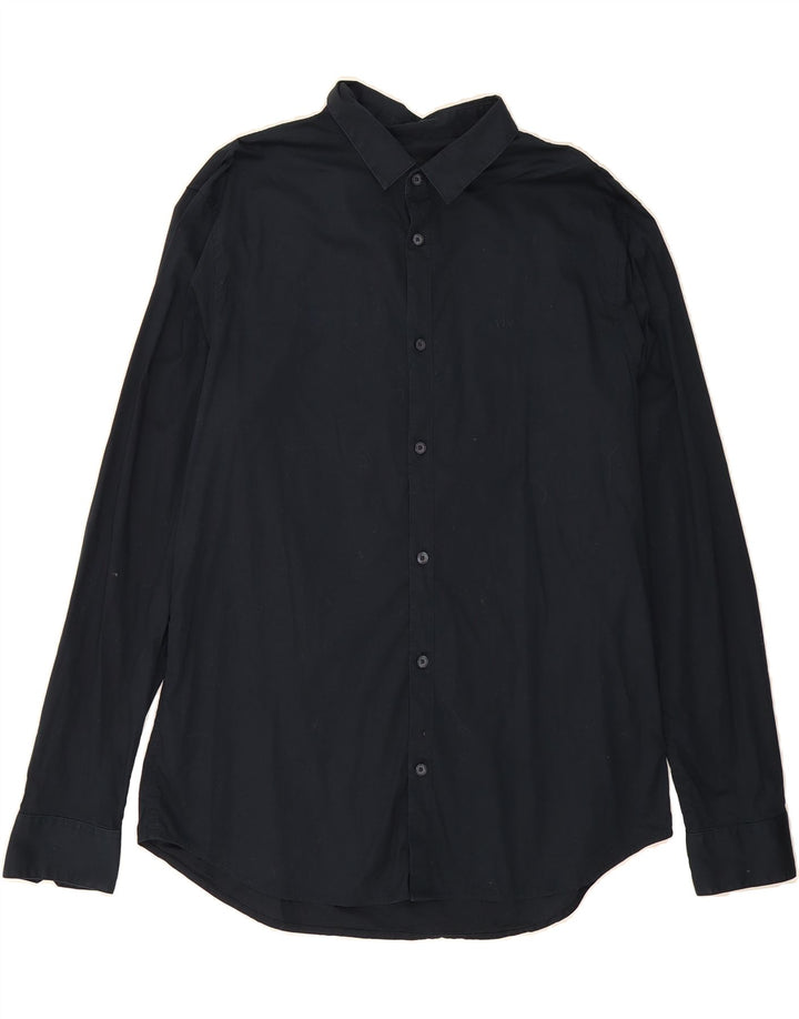ARMANI EXCHANGE Mens Slim Shirt XL Navy Blue Cotton Vintage Armani Exchange and Second-Hand Armani Exchange from Messina Hembry 