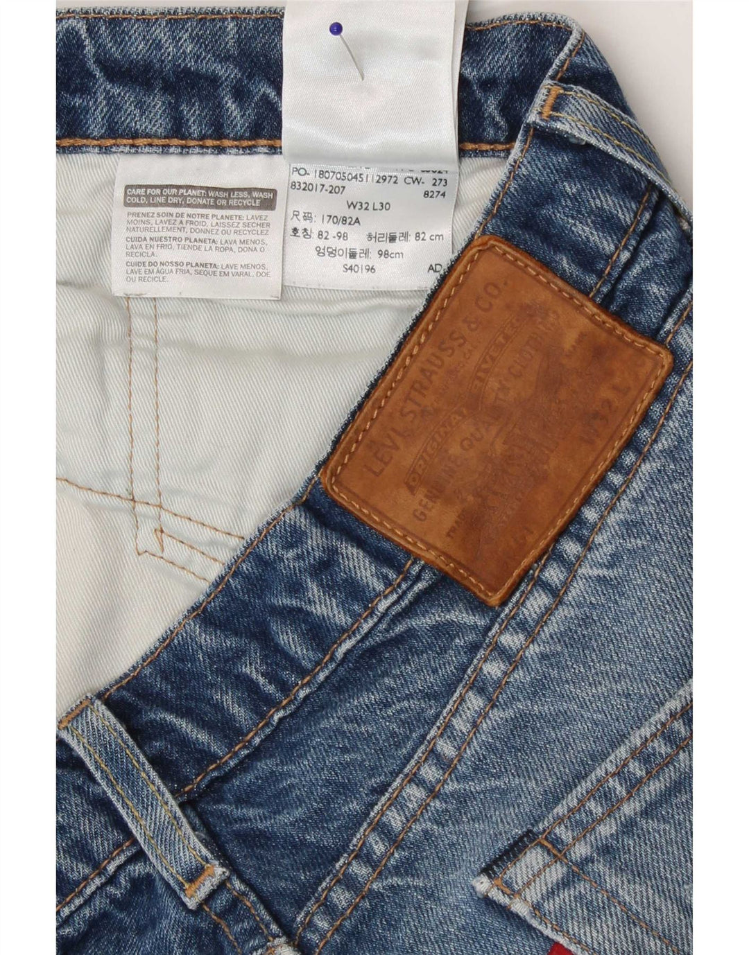 Jeans dritti invecchiati da uomo Levi's W32 L30 cotone blu