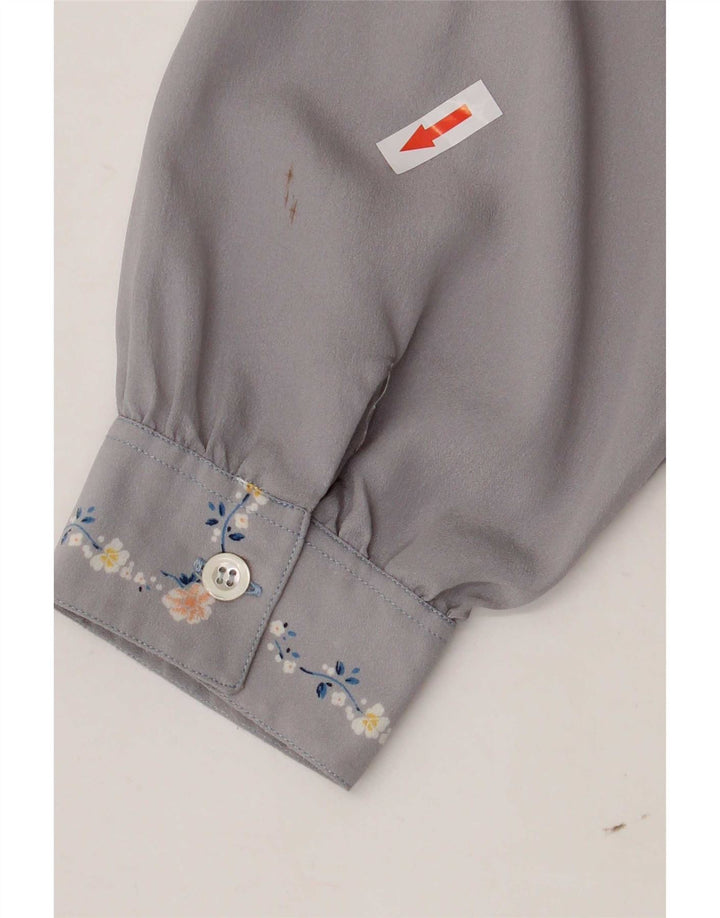 Camicetta Camicia Vintage da Donna IT 50 XL Blu Floreale