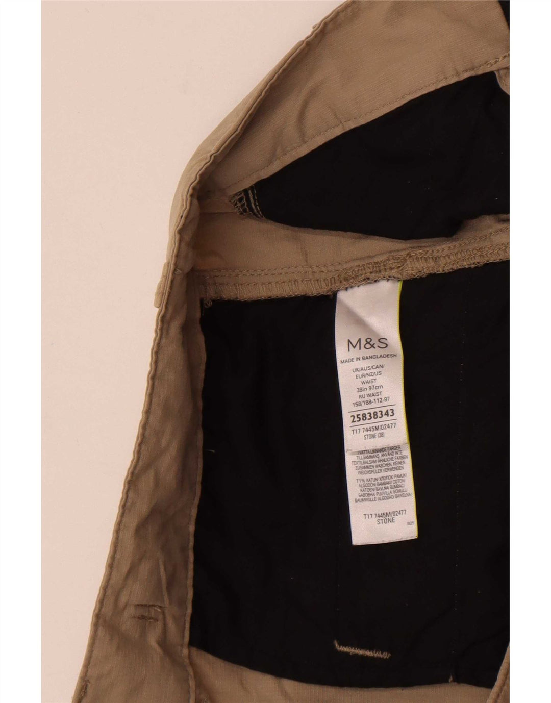 Pantaloncini cargo da uomo Marks & Spencer XL W38 in cotone beige