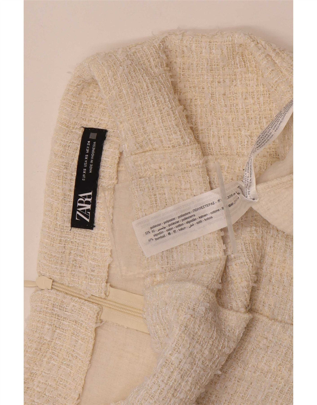 Minigonna da donna Zara XS W24 poliestere bianco sporco