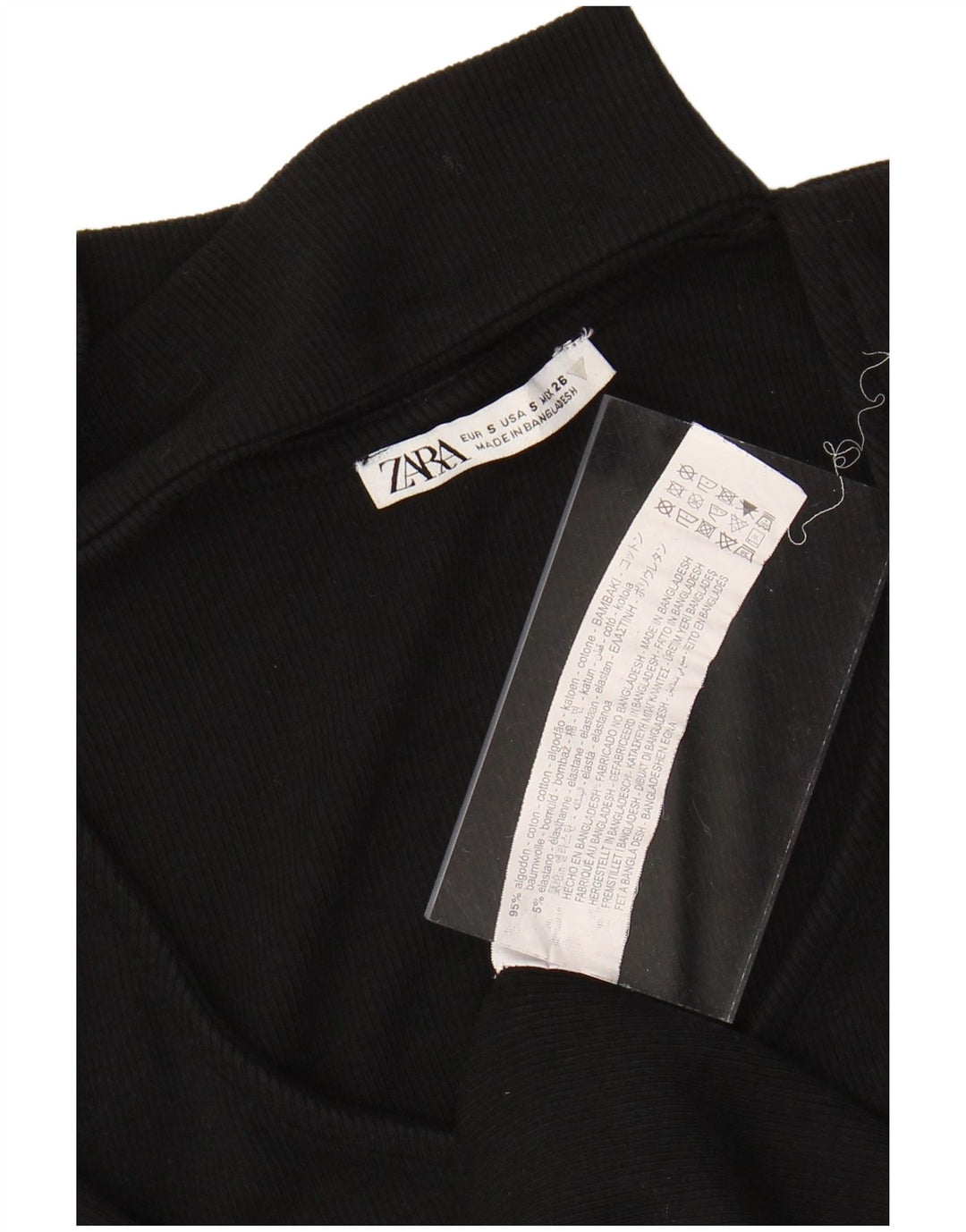 Vestito aderente a maniche lunghe da donna ZARA UK 8 piccolo in cotone nero