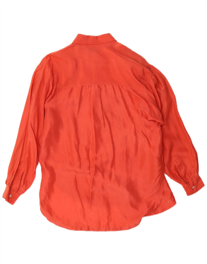Camicetta camicia vintage da donna UK 14 seta arancione media