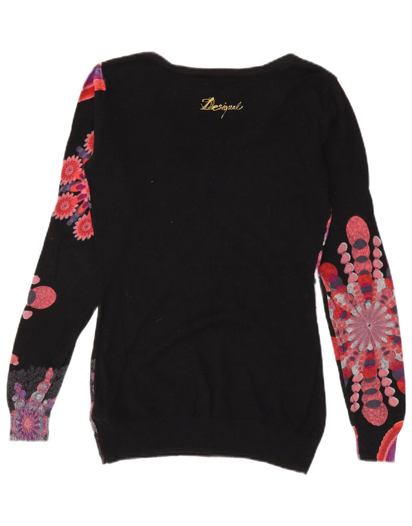 Desigual Donna Maglione con scollo a barchetta con grafica UK 10 Piccolo floreale nero