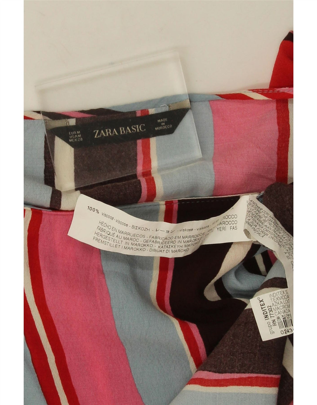 Top corto a maniche lunghe da donna Zara, taglia UK 14, a righe multicolori medie