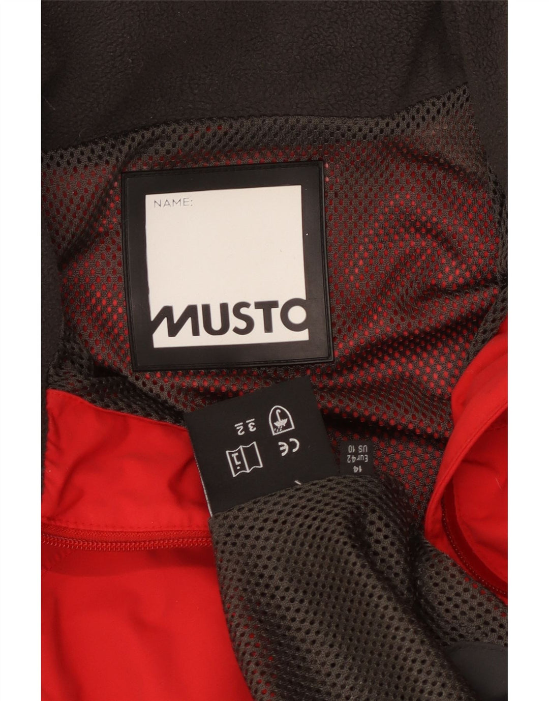 Giacca antipioggia con cappuccio grafica da donna Musto UK 14 Large Red Colourblock