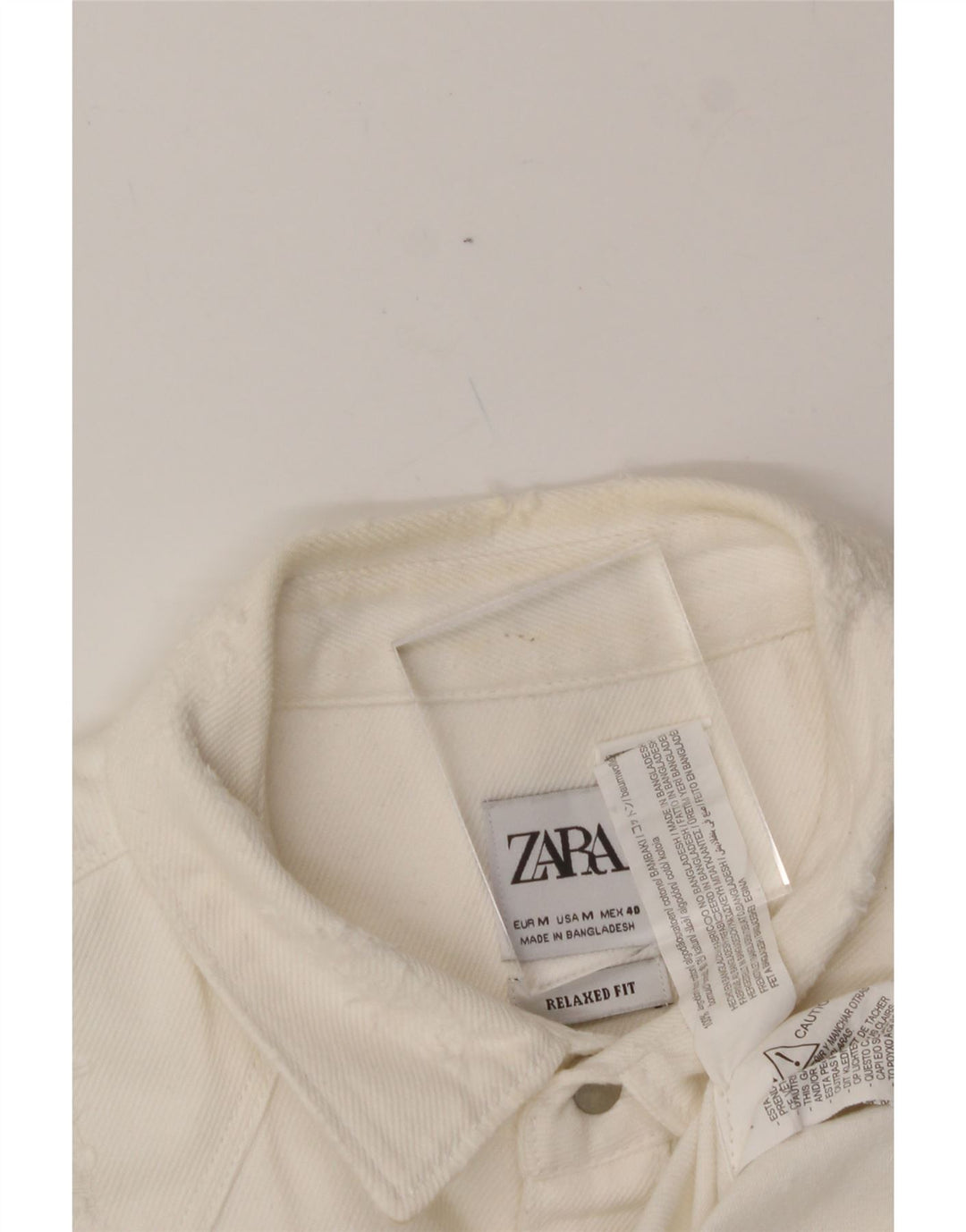ZARA Mens Relaxed Fit Denim Shirt Medium White Cotton Vintage Zara and Second-Hand Zara from Messina Hembry 