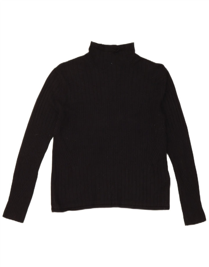 Maglione maglione a collo alto da donna Marks & Spencer UK 12 viscosa nera media