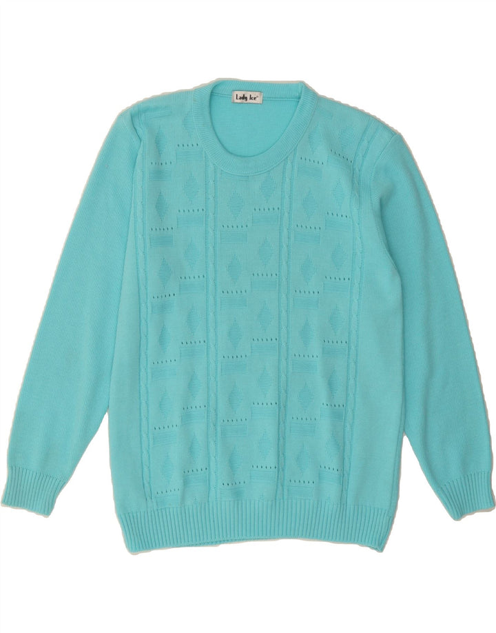 VINTAGE Womens Crew Neck Jumper Sweater UK 10 Small Blue Argyle/Diamond Vintage Vintage and Second-Hand Vintage from Messina Hembry 