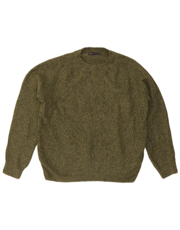 Maglione maglione girocollo da donna Marks & Spencer UK 14 Acrilico kaki medio