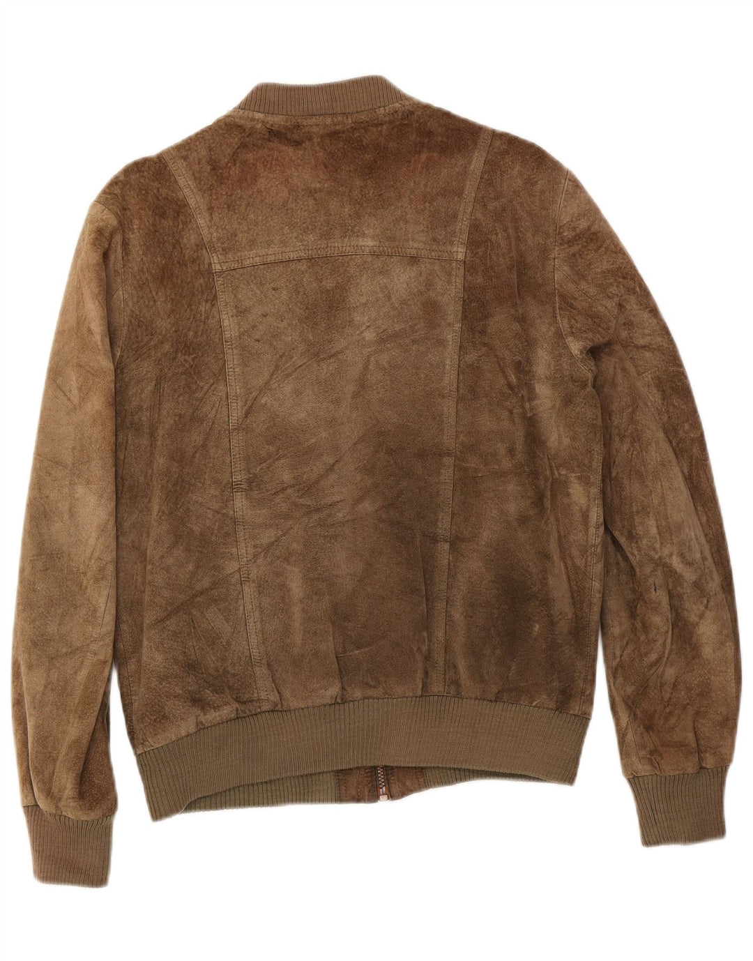 Giubbotto bomber vintage in pelle scamosciata da donna IT 50 XL in pelle kaki