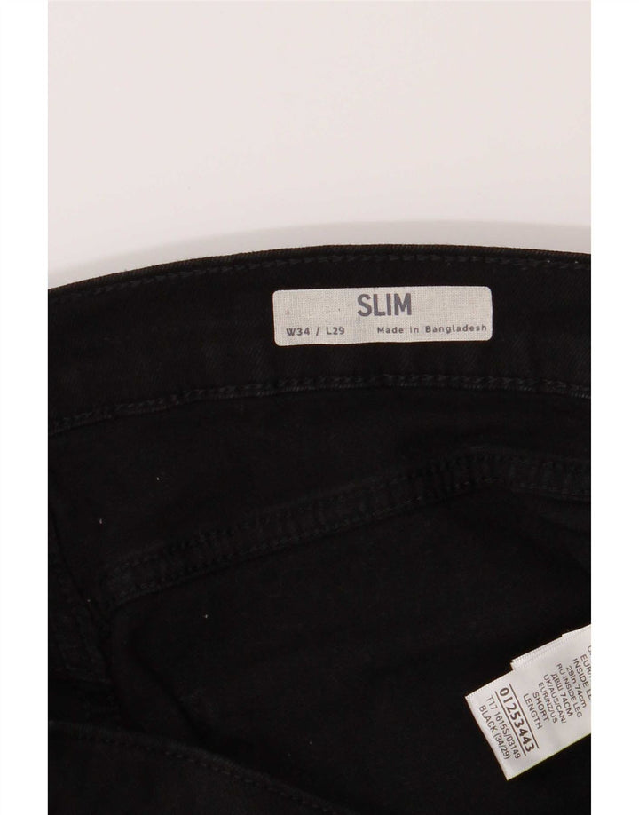 Jeans slim da uomo Marks & Spencer W34 L29 cotone nero