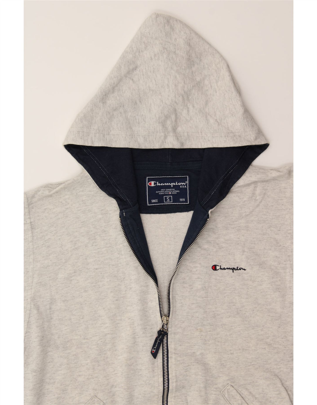 CHAMPION Mens Sleeveless Zip Hoodie Sweater Small Grey Cotton Vintage Champion and Second-Hand Champion from Messina Hembry 