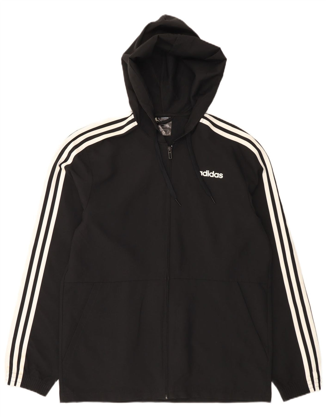 Giacca da ginnastica da uomo con cappuccio Adidas piccola in poliestere nero