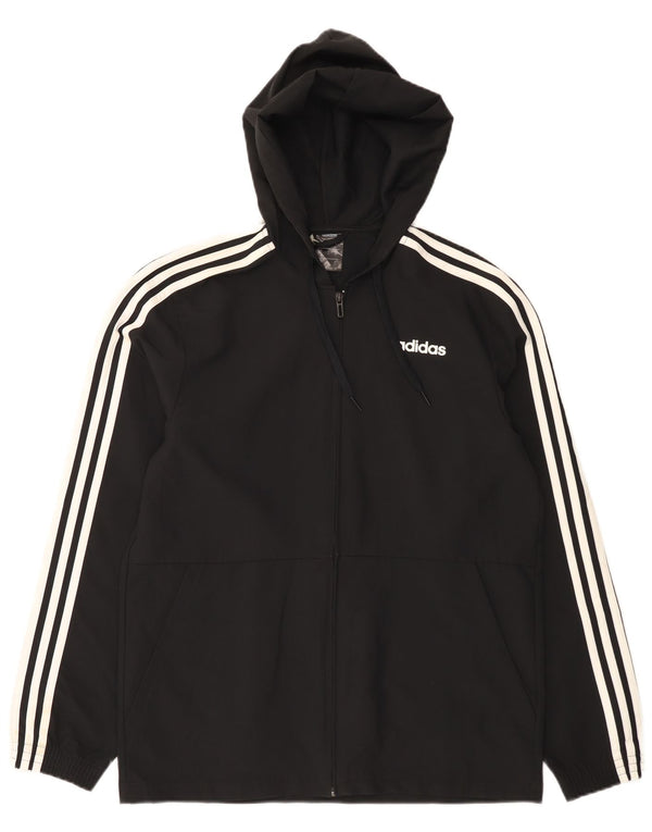 Adidas Mens Hooded Tracksuit Top Jacket Small Black Polyester
