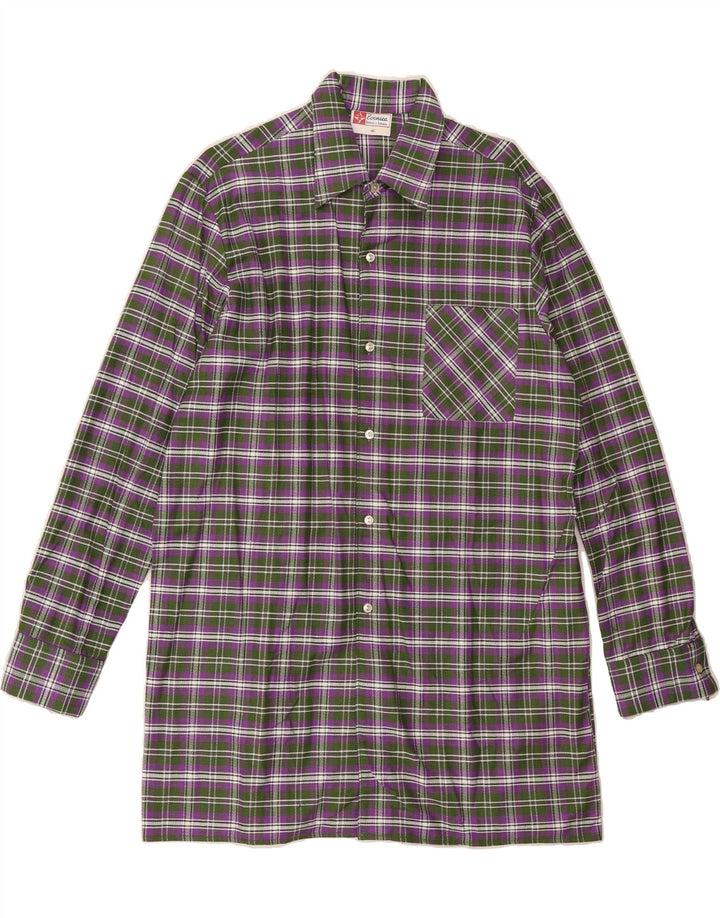 VINTAGE Mens Shirt Size 40 Medium Purple Check Cotton Vintage Vintage and Second-Hand Vintage from Messina Hembry 