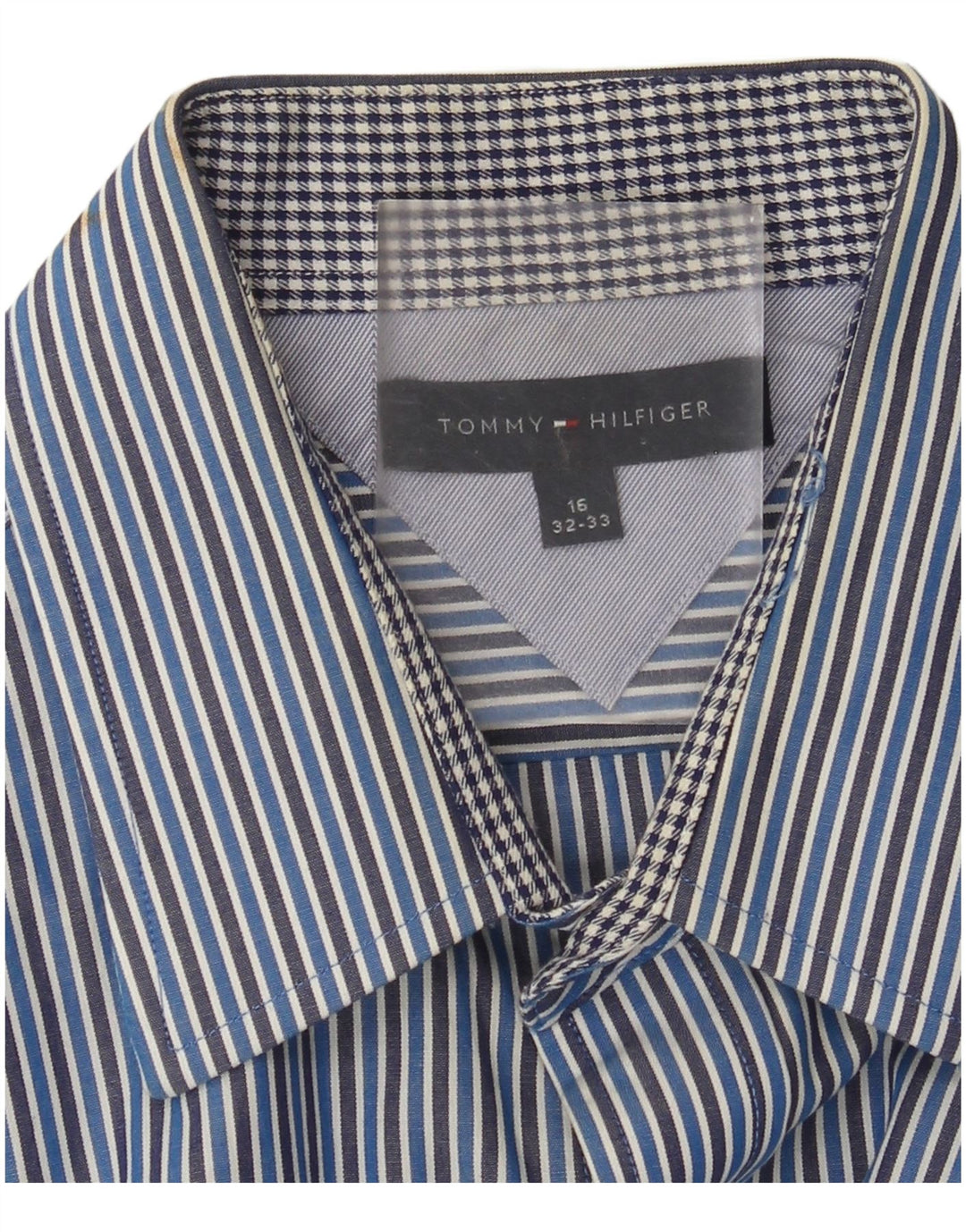 Camicia da uomo Tommy Hilfiger taglia 16 grande gessato blu