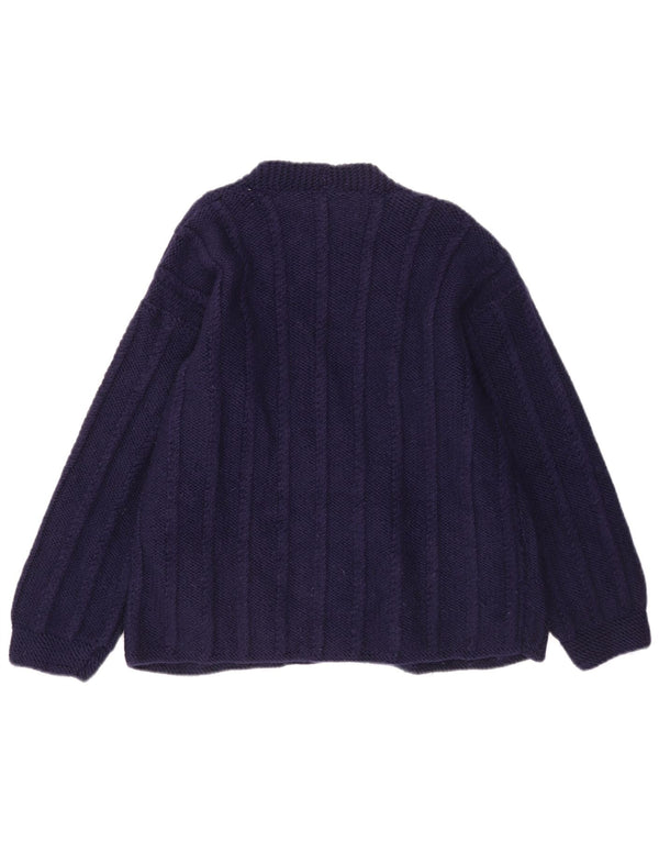 Maglione cardigan da donna vintage UK 16 grande blu navy