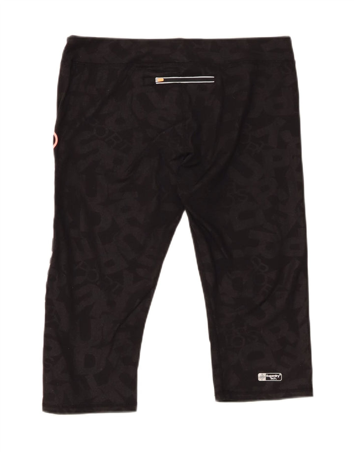 Pantaloncini sportivi grafici da donna SUPERDRY UK 14 Large Nero Poliestere