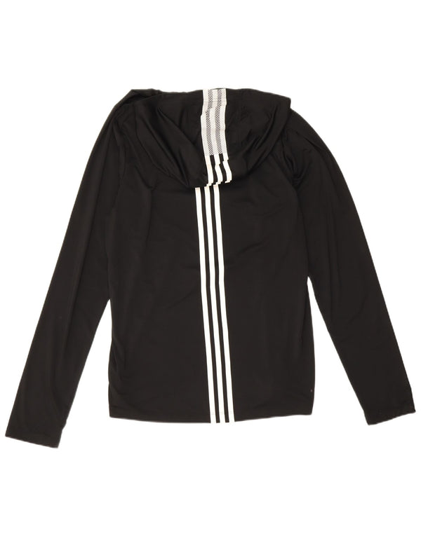 Adidas Primegreen da donna con cappuccio top manica lunga UK 10 piccolo poliestere nero