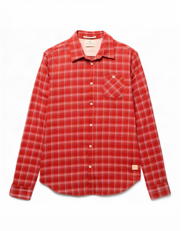 Camicia da uomo Scotch & Soda in cotone a quadri rossi medi