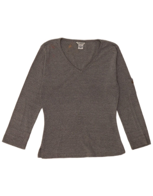 Guess Crop Top da donna a maniche lunghe UK 12 Cotone grigio medio