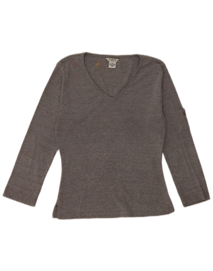 Guess Crop Top da donna a maniche lunghe UK 12 Cotone grigio medio