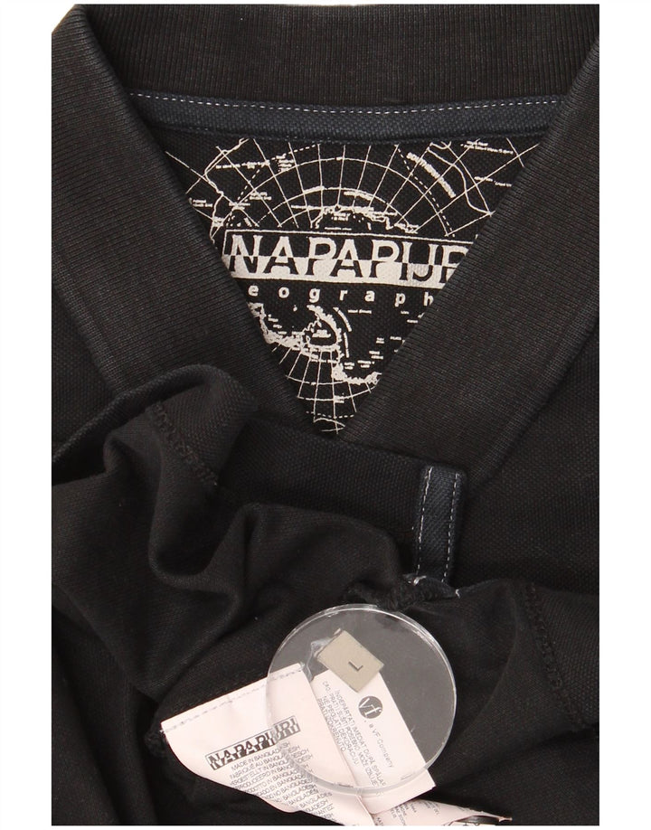 Polo da uomo Napapijri grande in cotone nero