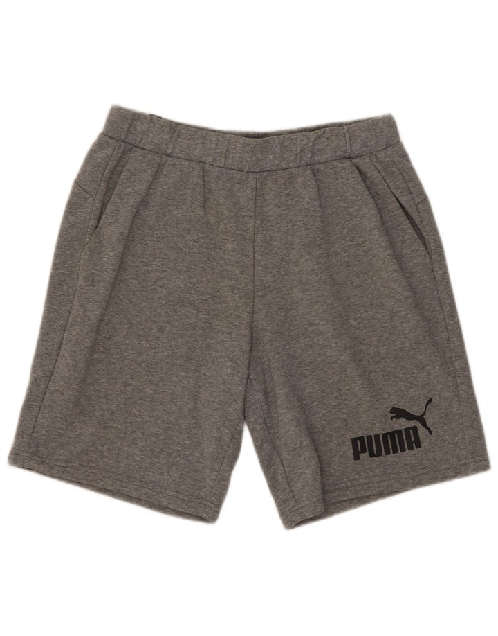 Pantaloncini sportivi grafici da uomo Puma in cotone chiazzato grigio medio