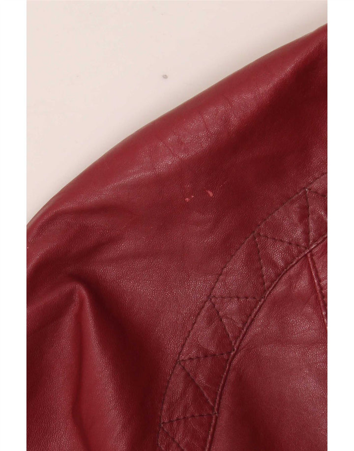 Giacca da motociclista in pelle oversize da donna vintage EU 38 Borgogna media