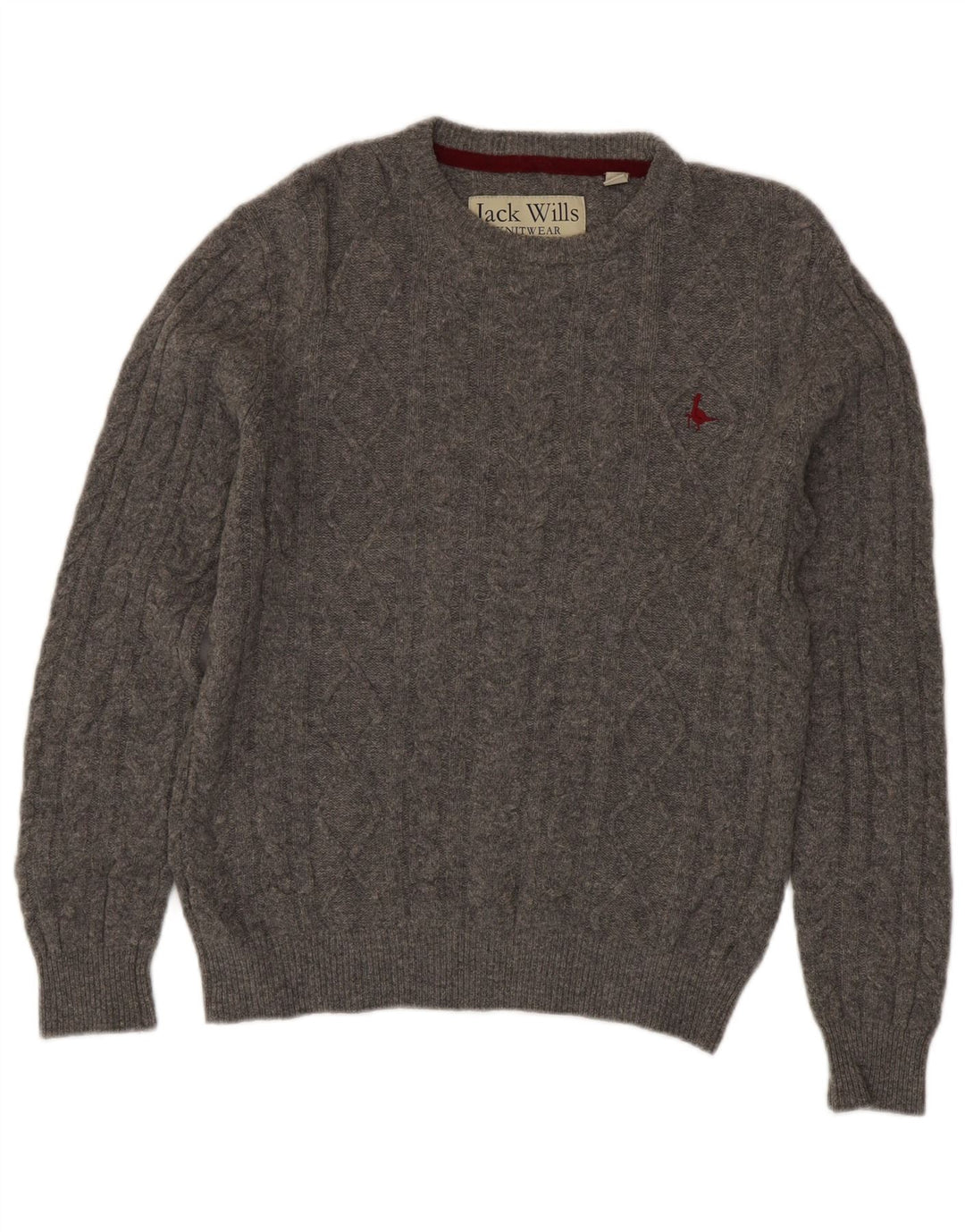 Maglione maglione girocollo da uomo Jack Wills piccolo in lana merino grigia
