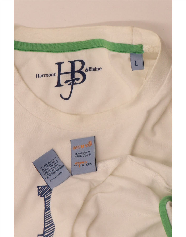T-shirt grafica da uomo Harmont & Blaine Top grande in cotone bianco