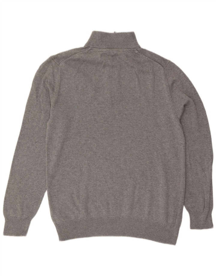 Crew Clothing Maglione da uomo con zip e collo grande in cotone grigio