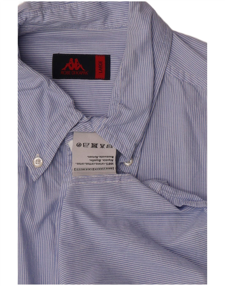 Camicia Kappa Uomo Large Blu Gessato Cotone