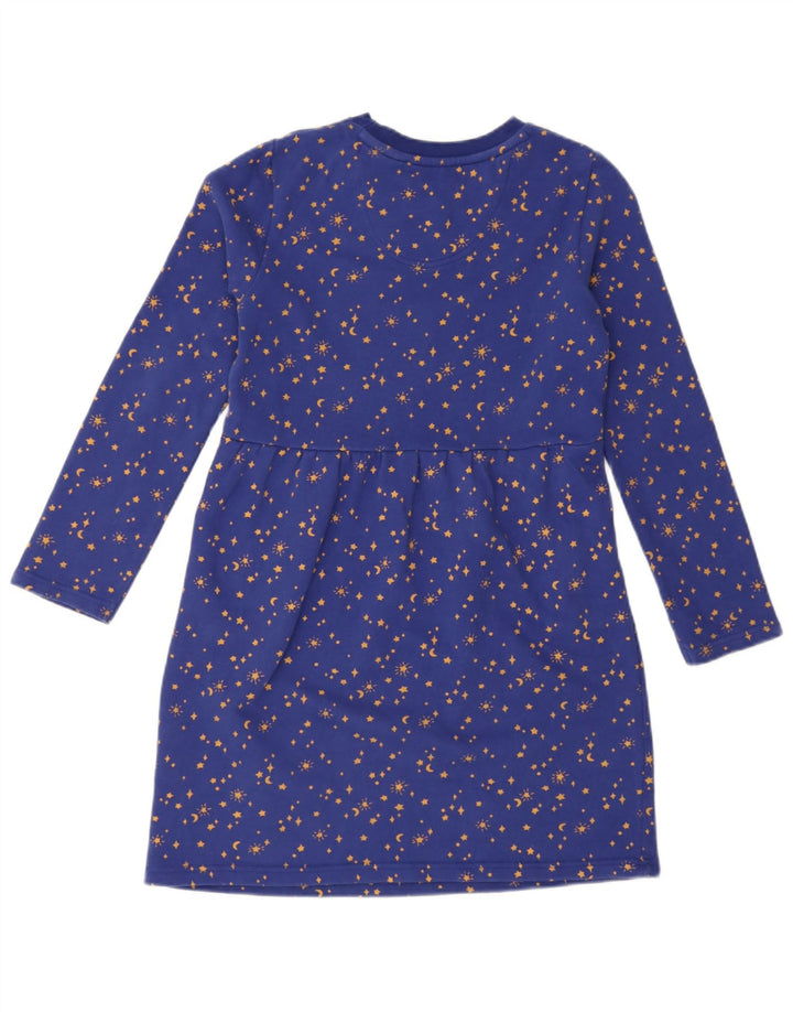 Abito basic a maniche lunghe per ragazze con faccia grassa, modello astratto, 10-11 anni, blu