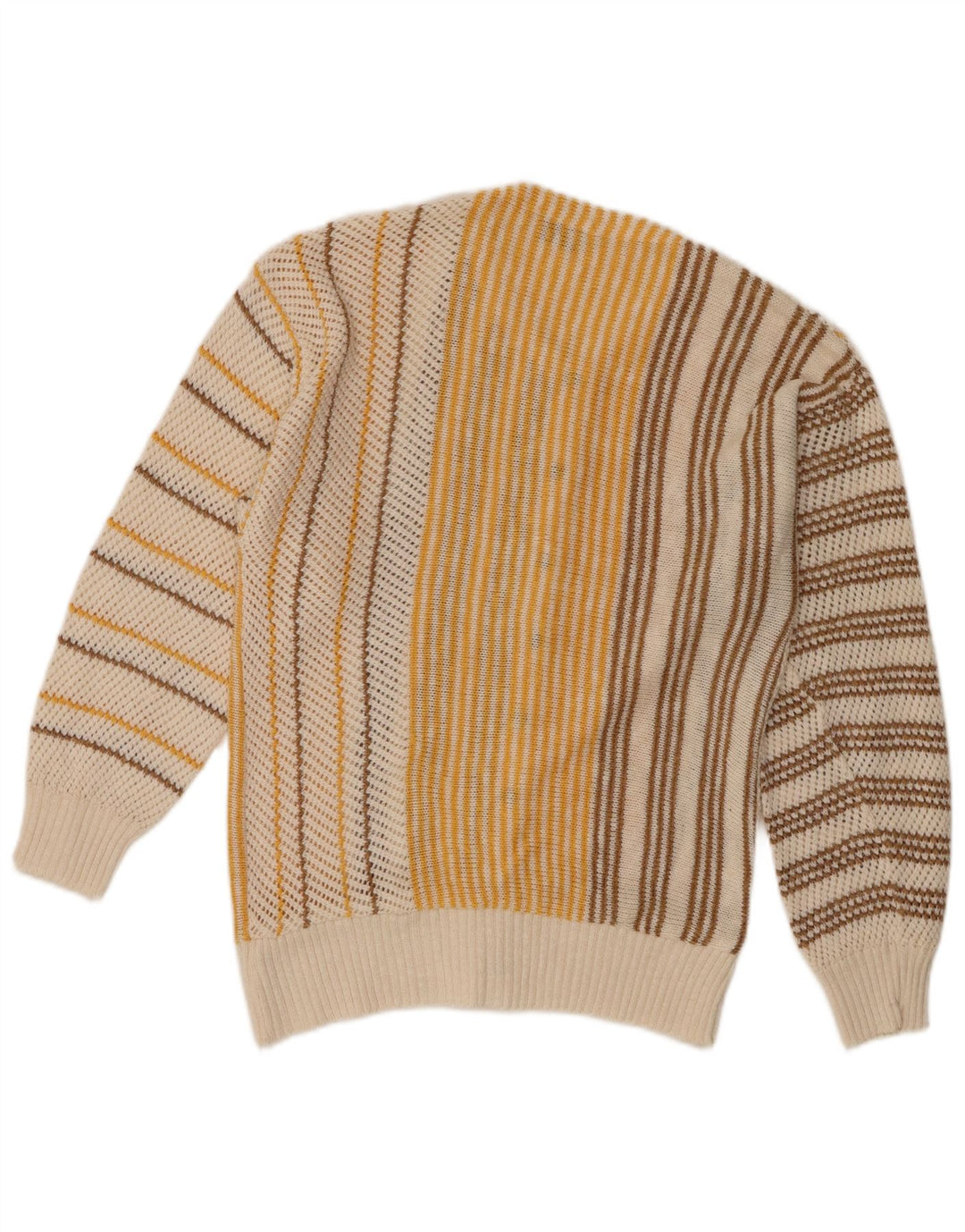 Maglione cardigan da donna Cellini UK 12 medio a righe bianco sporco