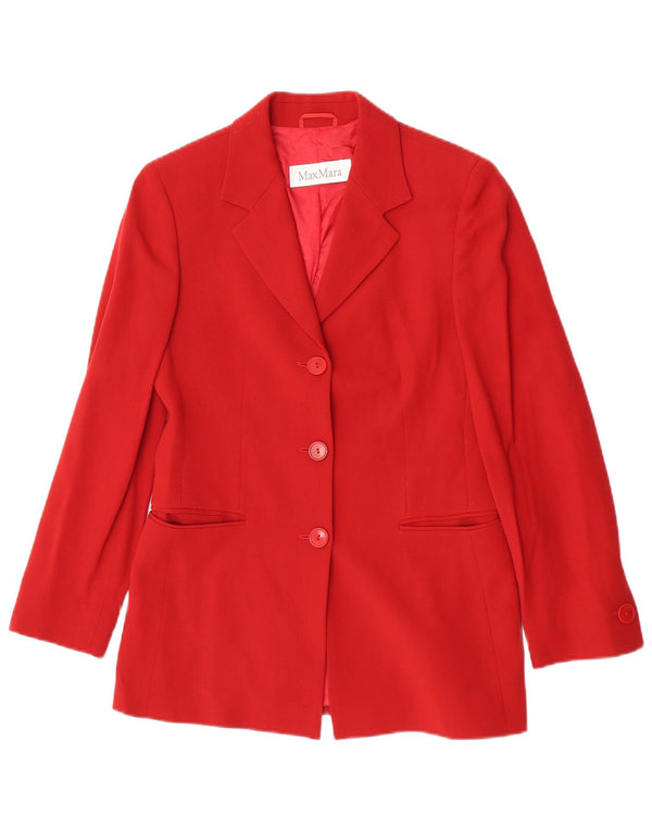 Giacca blazer a 3 bottoni da donna Max Mara UK 8 piccola lana rossa