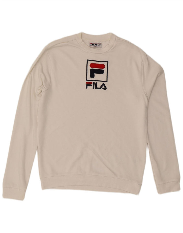 FILA Mens Graphic Sweatshirt Jumper Small White Cotton
