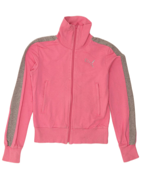 Giacca da ginnastica corta da donna Puma UK 8 Small Rosa Cotone color block