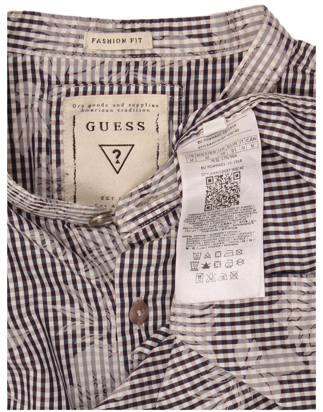 Camicia da uomo Guess in cotone a quadretti blu medio con fiori