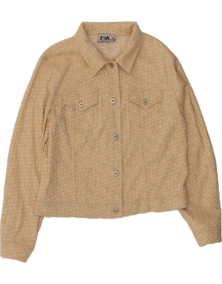 BYBLOS Womens Crop Graphic Bomber Jacket US 14 XL Beige Polyester Vintage Byblos and Second-Hand Byblos from Messina Hembry 