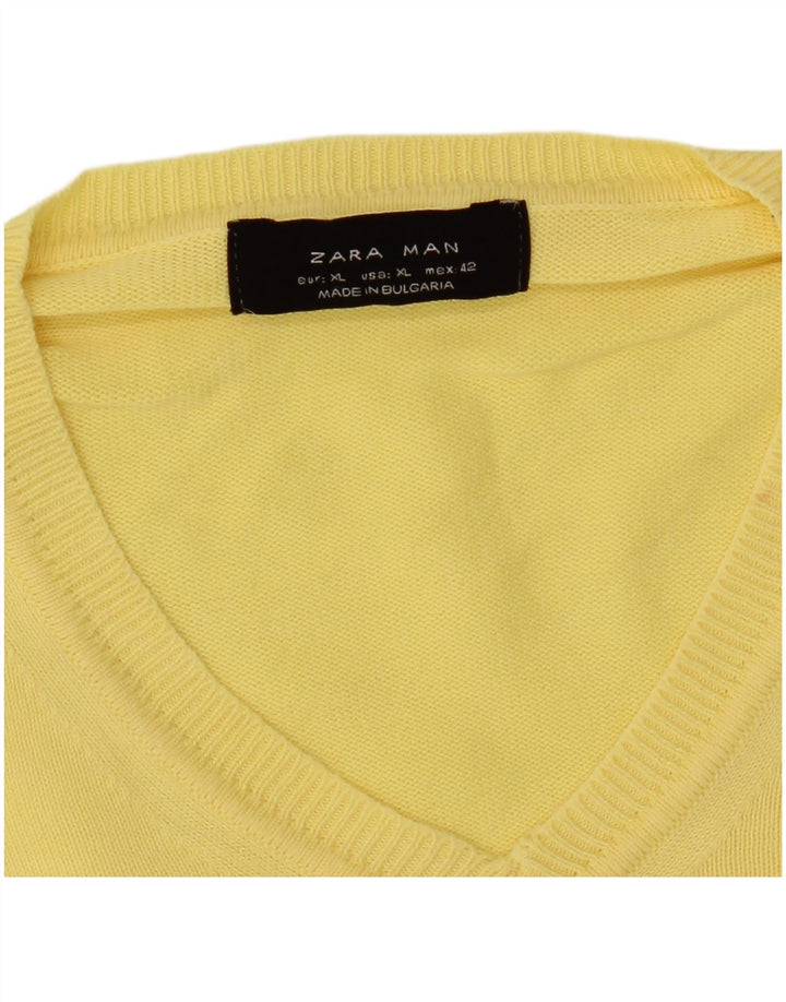 Maglione Zara da uomo con scollo a V XL giallo