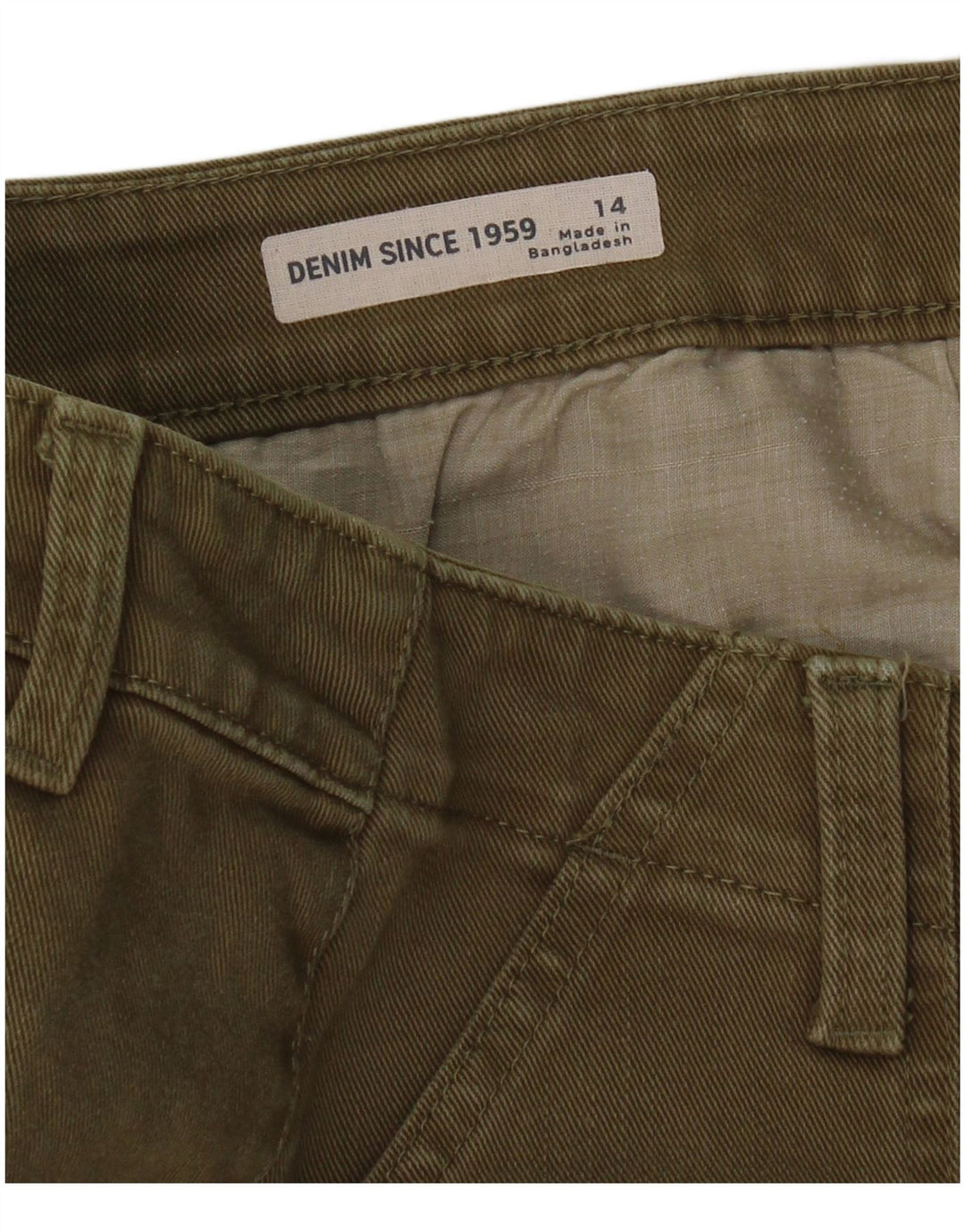 VINTAGE Womens Denim Straight Skirt UK 14 Medium W32 Khaki
