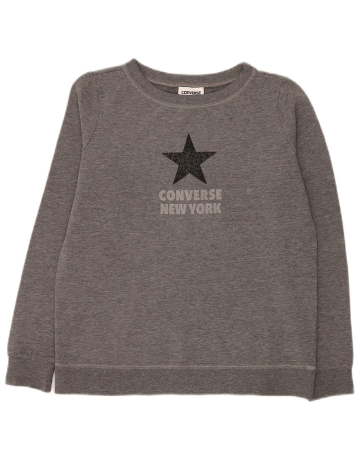 Felpa oversize con grafica da donna Converse UK 6 XS grigio chiazzato