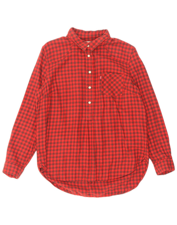 Levi's Camicia da donna in flanella pullover UK 16 Grande cotone a quadretti rosso