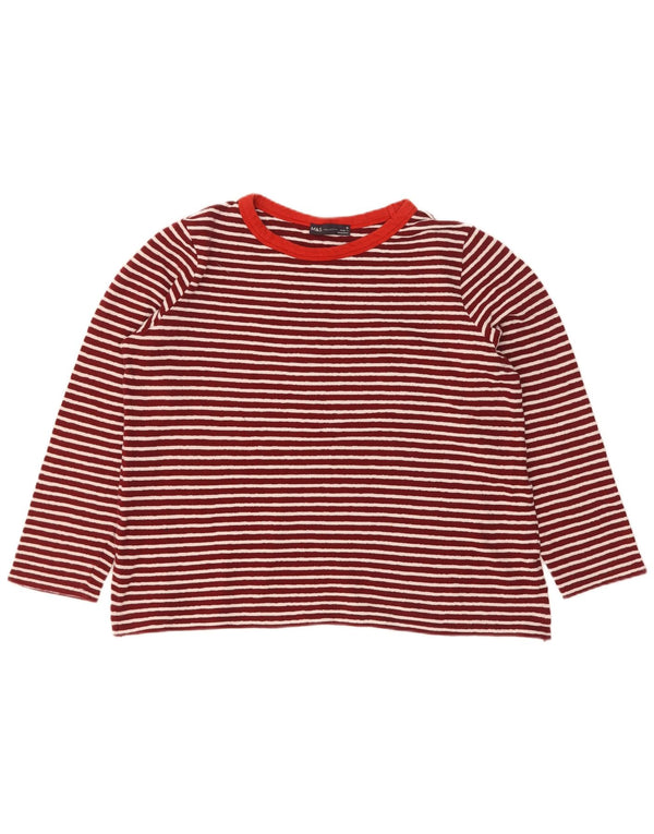 Marks & Spencer Top da donna a maniche lunghe UK 16 Grande cotone a righe rosse