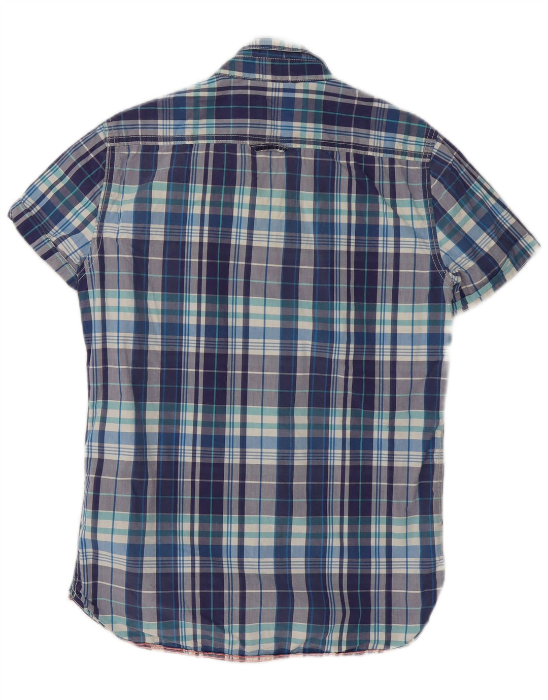 Camicia a maniche corte da uomo Superdry in cotone a quadri blu medio