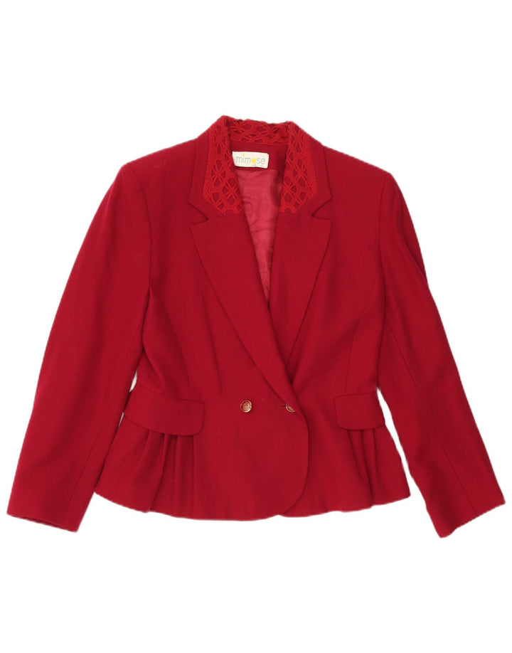 Giacca blazer doppiopetto vintage da donna IT 42 lana bordeaux media