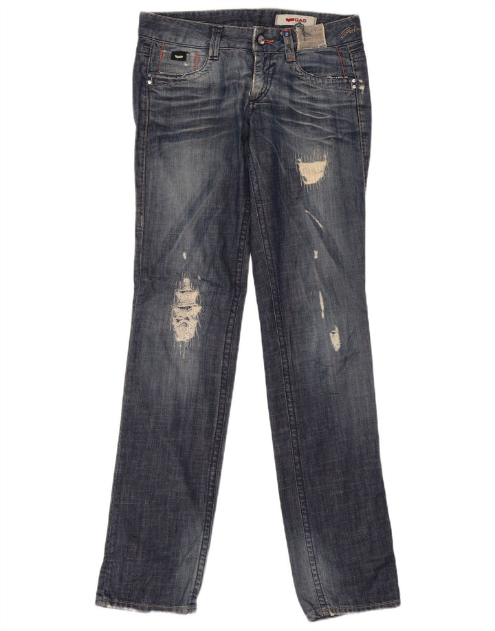 Jeans dritti effetto consumato da donna Gas W27 L34 cotone blu